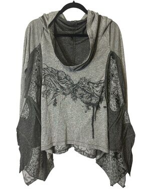 AngelsNeverDie Boho Graphic Distressed Layered Tunic Fairy Grunge Lagenlook S